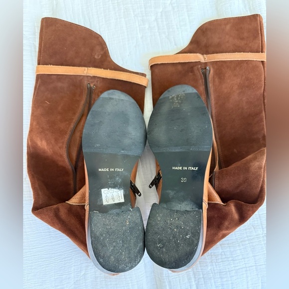 Vintage Italian Leather & Suede Riding Boots Women’s 39 Brown Equestrian Tall - Picture 13 of 14